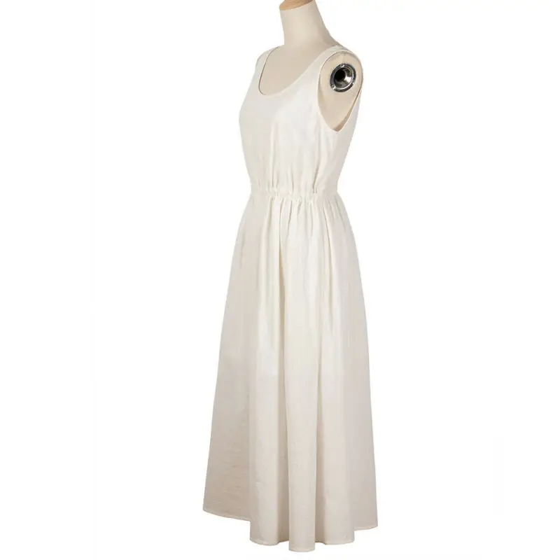 

VICABO White Women Dress Summer Clothes 2021 Sleeveless Baggy Midi Dress Casual vestidos mujer Beach Holiday A-Line Dress Women