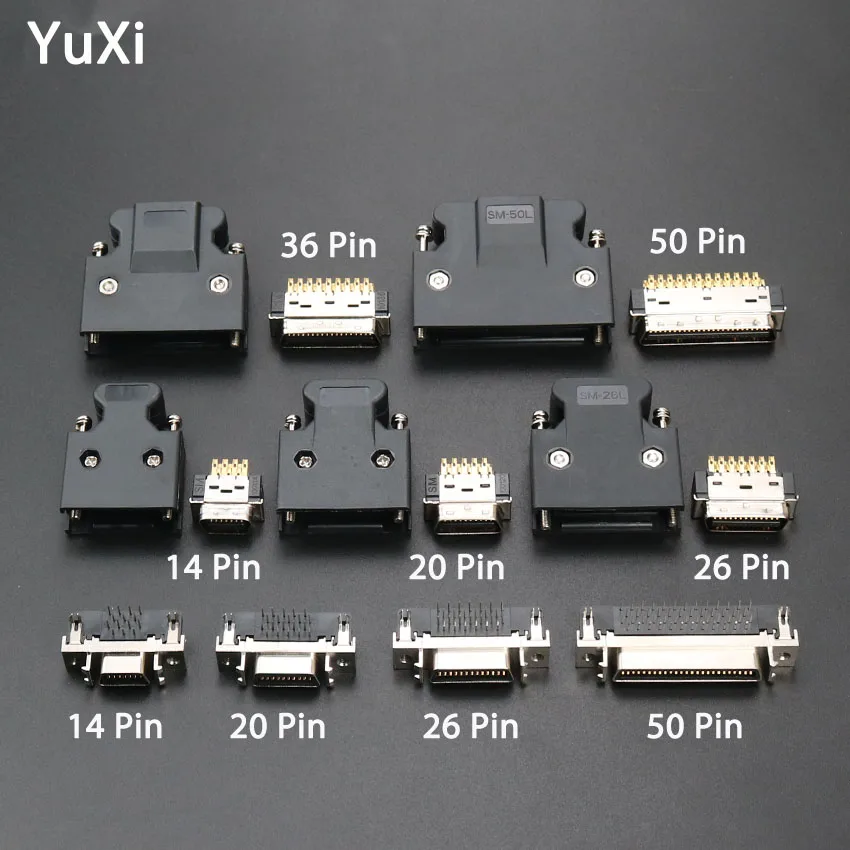 YuXi SCSI Разъем MDR 14 20 26 36 50 штырьковый штекер гнездовой разъем для Panasonic Yaskawa Mitsubishi Delta