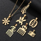 Ожерелья с подвеской в виде африканского символа SONYA, золотой цвет и материал из нержавеющей стали, Adinkra Gye Nyame, этнические украшения, подарки