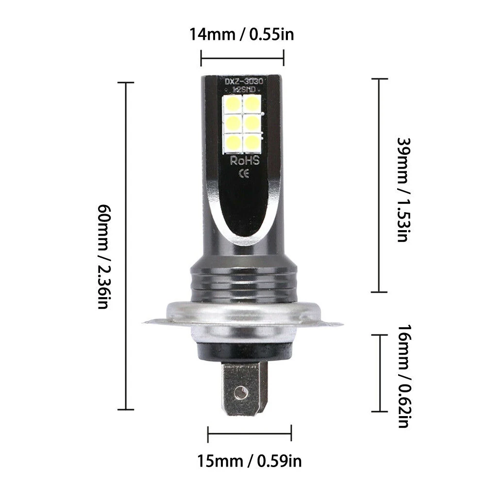 

2Pcs H7 3030 12SMD Super Bright Car Auto Headlight LED Fog Lamp Light Bulb Car Accessories