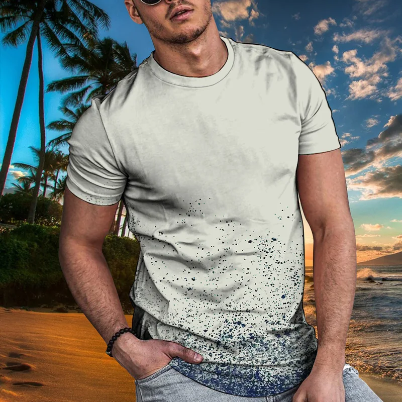 Черно-белая Повседневная трендовая футболка с 3D-принтом в клетку мужская рубашка