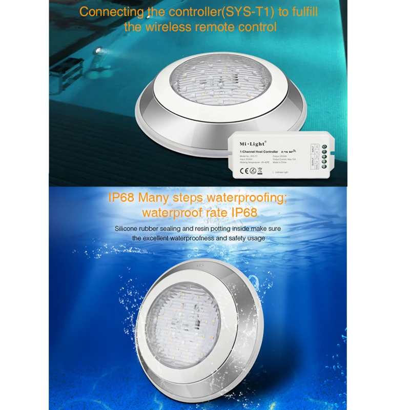 Подводный светильник MiBoxer 12 Вт 27 RGB + CCT светодиодный водонепроницаемый SYS-RW1 IP68