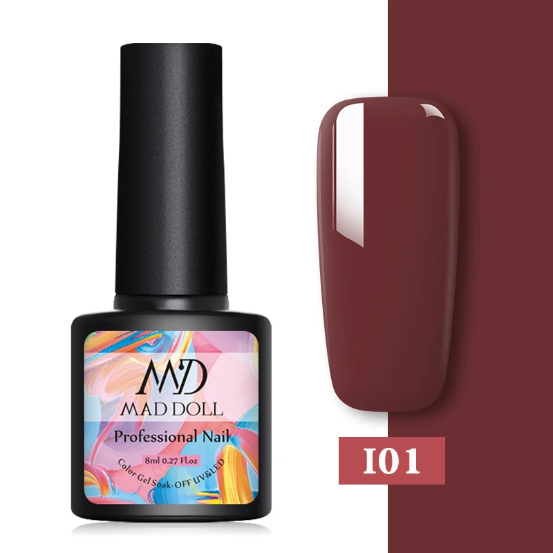 I01 MAD DOLL, 8 мл, Гель-лак для ногтей, красный, синий, фиолетовый, смешанные цвета, отмачивается от УФ-лака, долговечный гель для дизайна ногтей - Цвет: I01