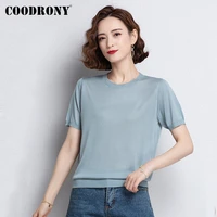 coodrony brand streetwear elegant fashion female thin o neck t shirts business casual women%e2%80%98s soft slim solid color tops w5046s