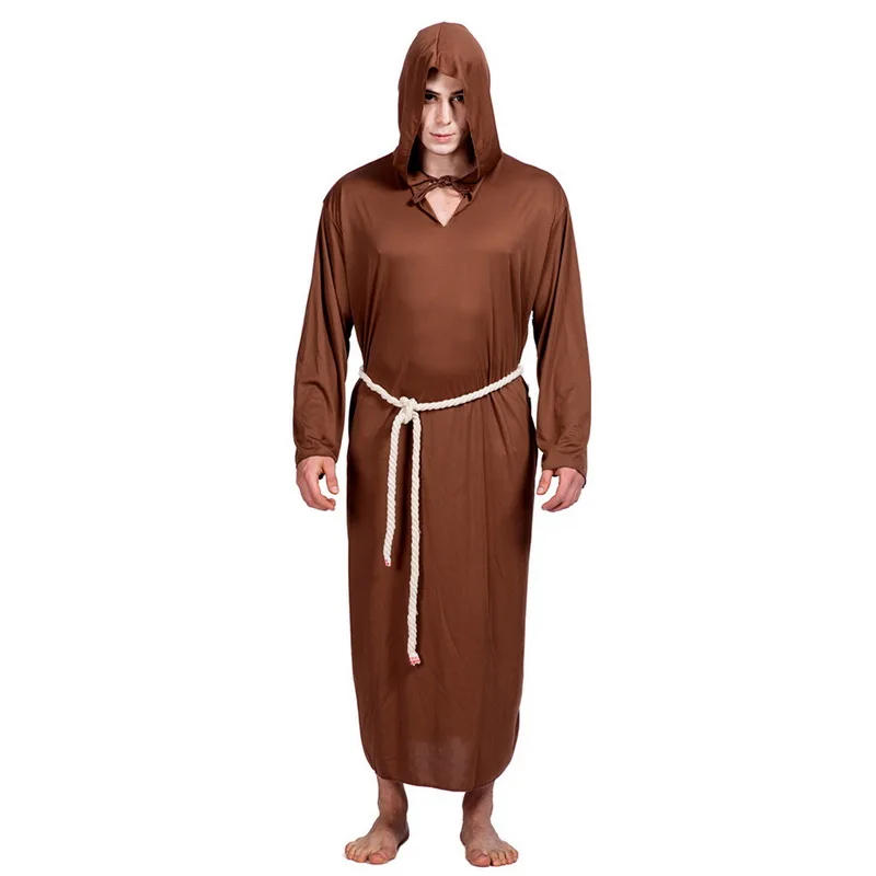 Adisputent 2019 Men's monk costume Halloween COS props performance clothing New Male Little Devil Style Long Sleeve Robe |