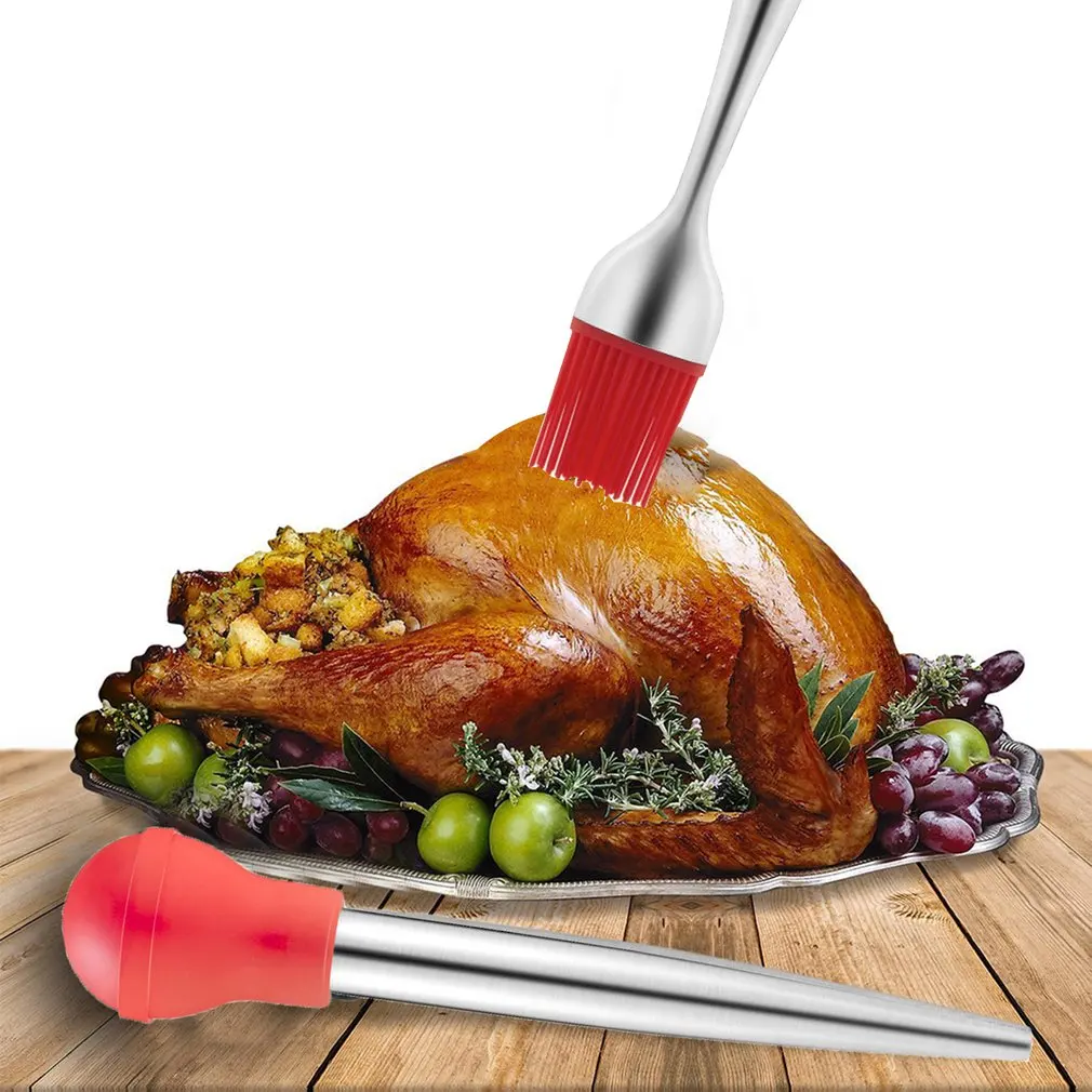 Набор для чистки индейки с силиконовой лампой кухонный шприц из нержавеющей