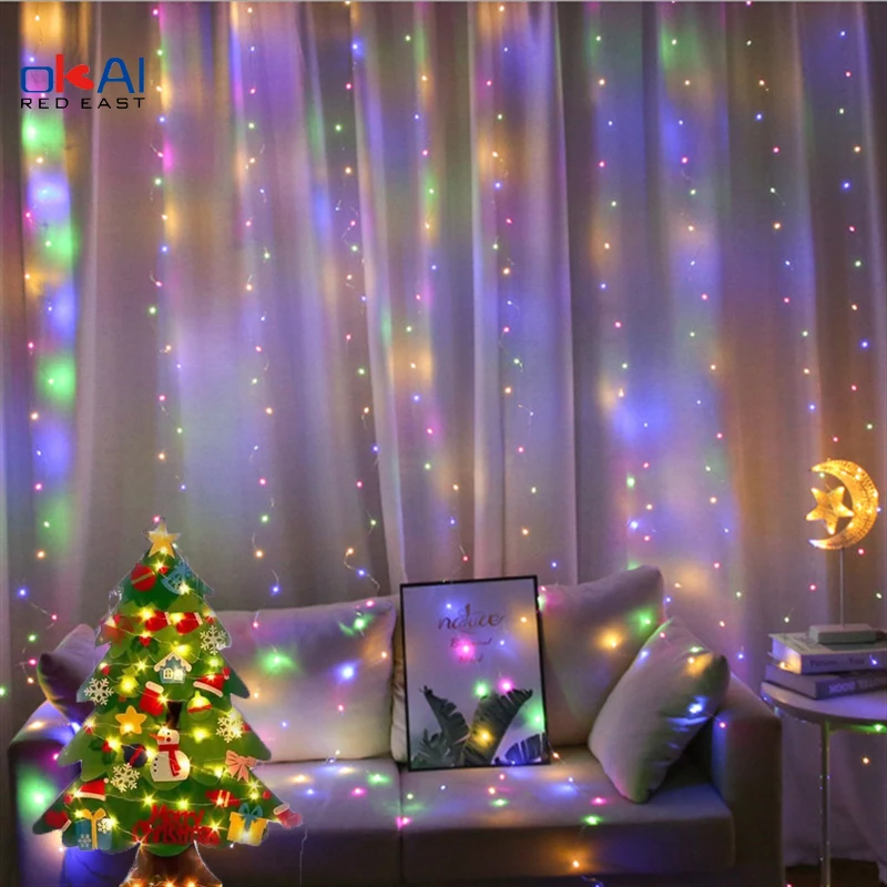 

USB LED Curtain Light Fairy String Lights 8Mode 3X3M 3X1M 3X2M Fairy Garland For New Year Christmas Outdoor Wedding Home Decor..