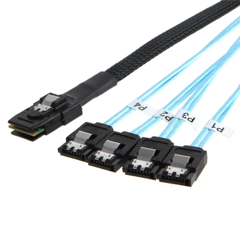 

Sas Sata Cable Mini-SAS SFF-8087 To 4 SATA Cable Mini SAS 4i SFF8087 36P To 4 SATA 7P Cable 12Gbps 50cm Hard Drive Data 0.5m 1m