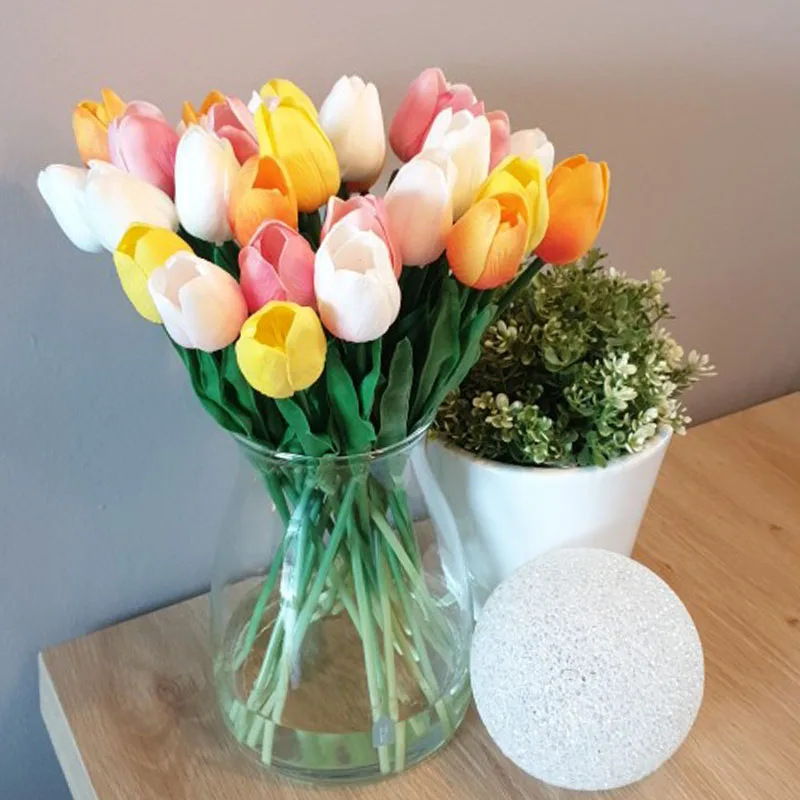 

30pcs/lot Tulip Artificial Flower Simulation PU Real Touch for Home Decoration Fake Tulips Flowers Bouquet Wedding Garden Decor