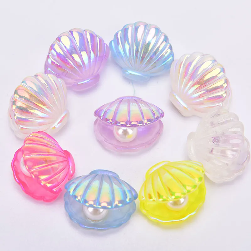 

10Pcs Cute Color Plated Pearl Shells Flat Back Resin Cabochons Scrapbooking DIY Jewelry Craft Decoration Accessorie