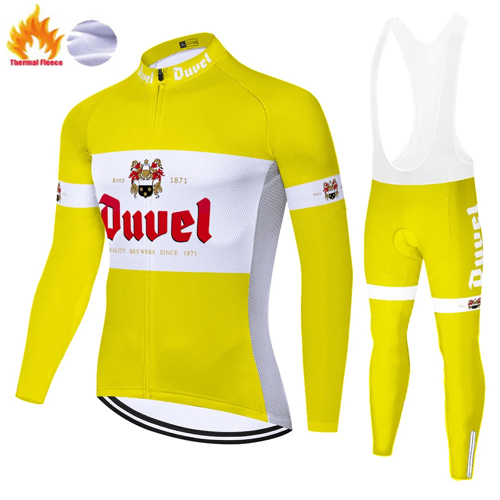 Белая велосипедная рубашка duvel beer camiseta ciclismo hombre зимний теплый флисовый