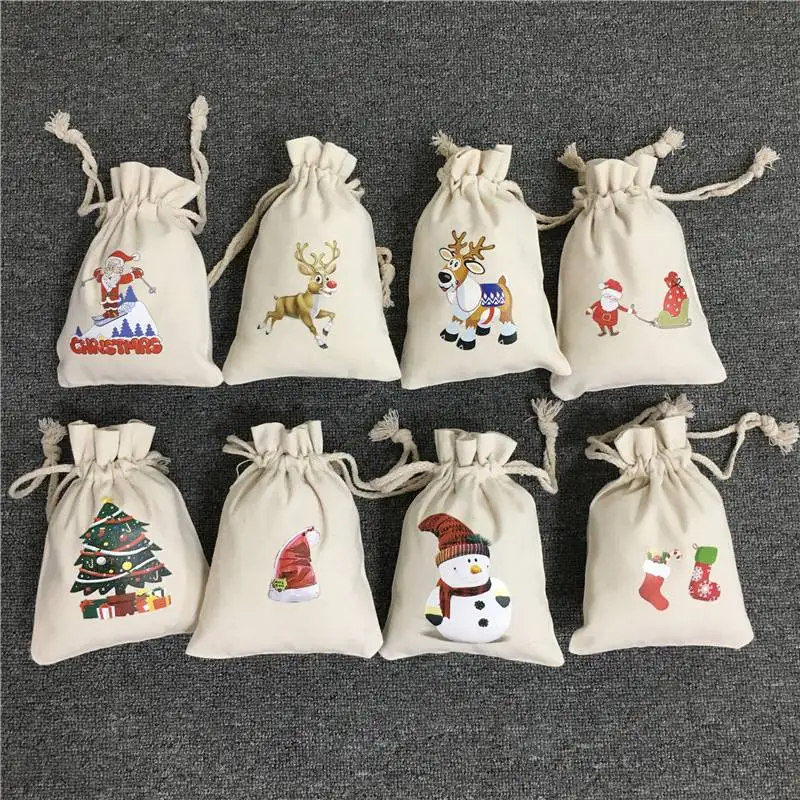 Сумки в стиле Санта Клауса рождественские сумки виде конфет холщовые подарочные