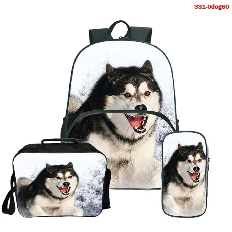 

dog Fashion 3pcs/set School Bags Bagpacks Teenager Boys Girls Bagpack lunchbag graphic bookbag for Women Men fashion Backpacks