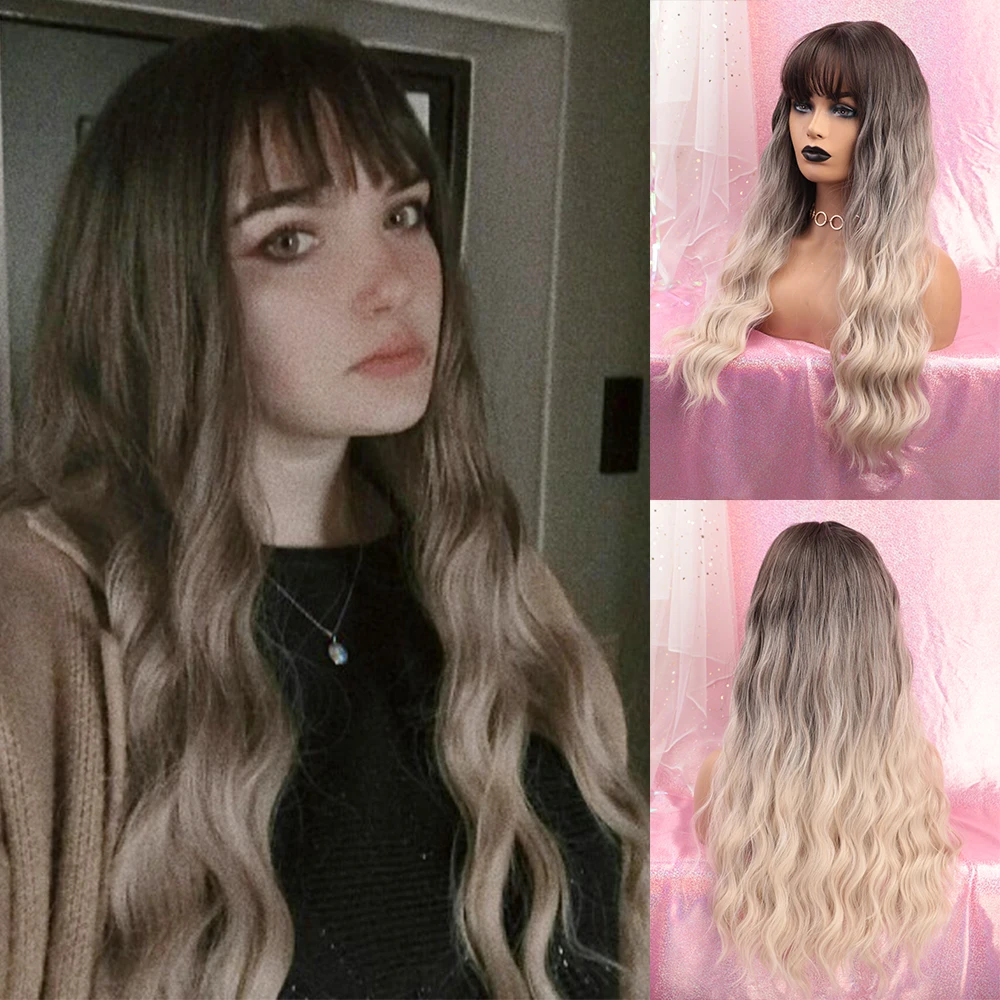 Inhair Cube женский парик темно-коричневый корень Омбре Красный Длинные волнистые термостойкие синтетические волосы парики для женщин использование и косплей бесплатные подарки