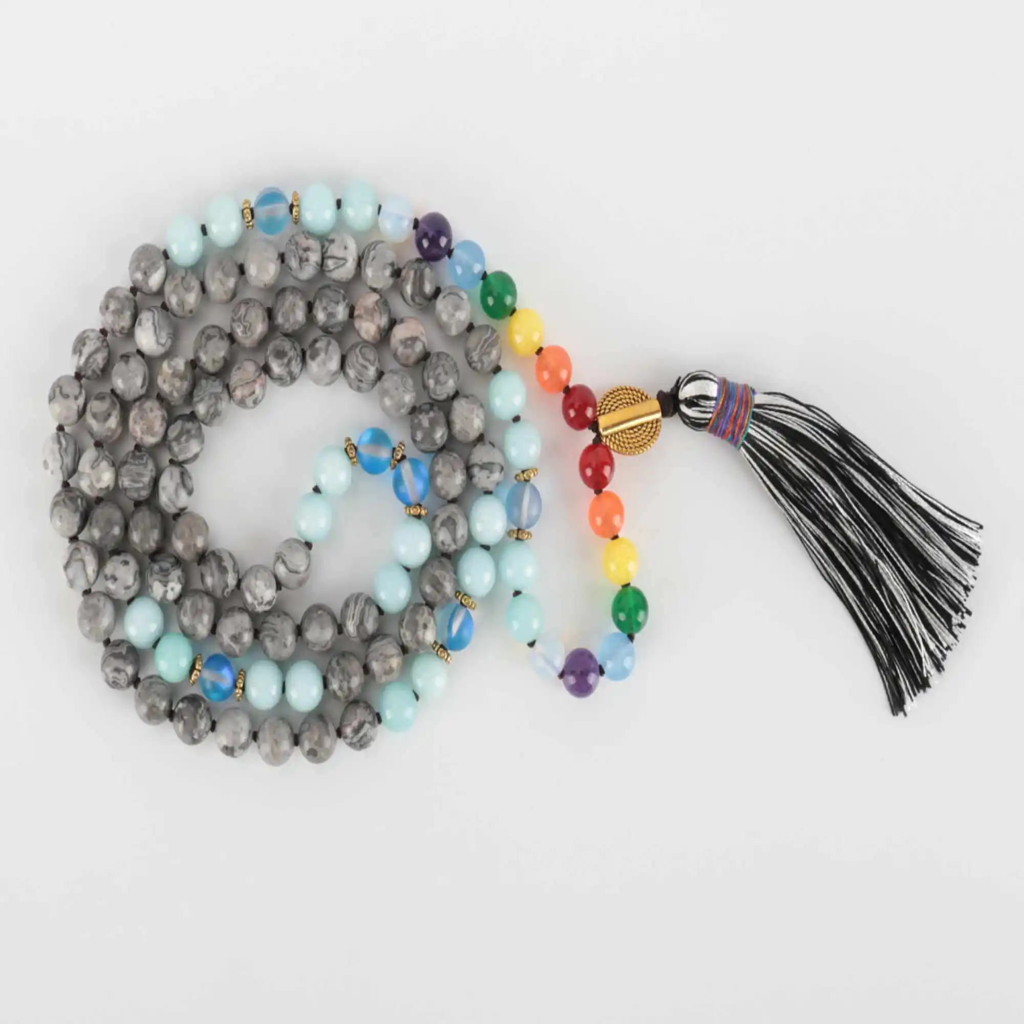 

8mm Fashion Snow stone aquamarine seven chakra gold bracelet Thanksgiving Day Wristband Souvenir Chic Christmas Wrist Relief