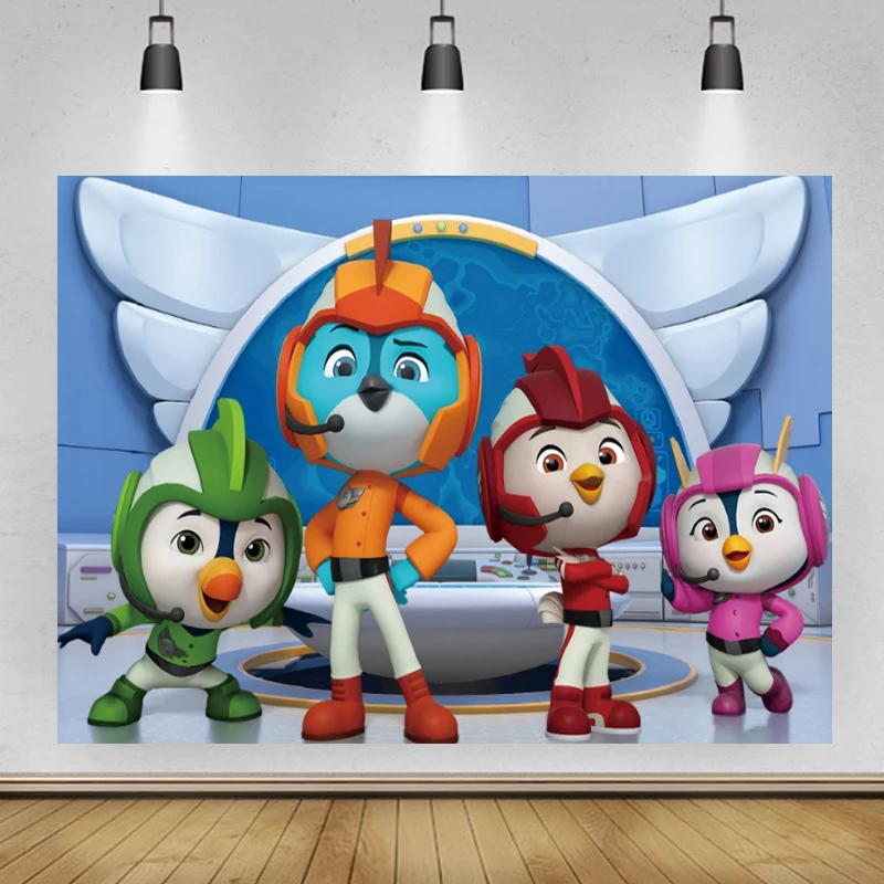

Cartoon Birds Super Wing Top Custom Backdrop Photography Background for Kids Happy Birthday Party Decor Banner Studio Photocall