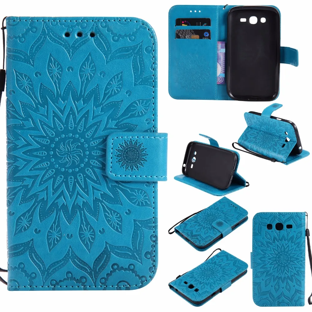 

Wallet Flip Cover Leather Case For Samsung Galaxy Grand Neo Plus I9060 i9060i Case Duos i9082 Phone Case Coque 3D flower Pattern