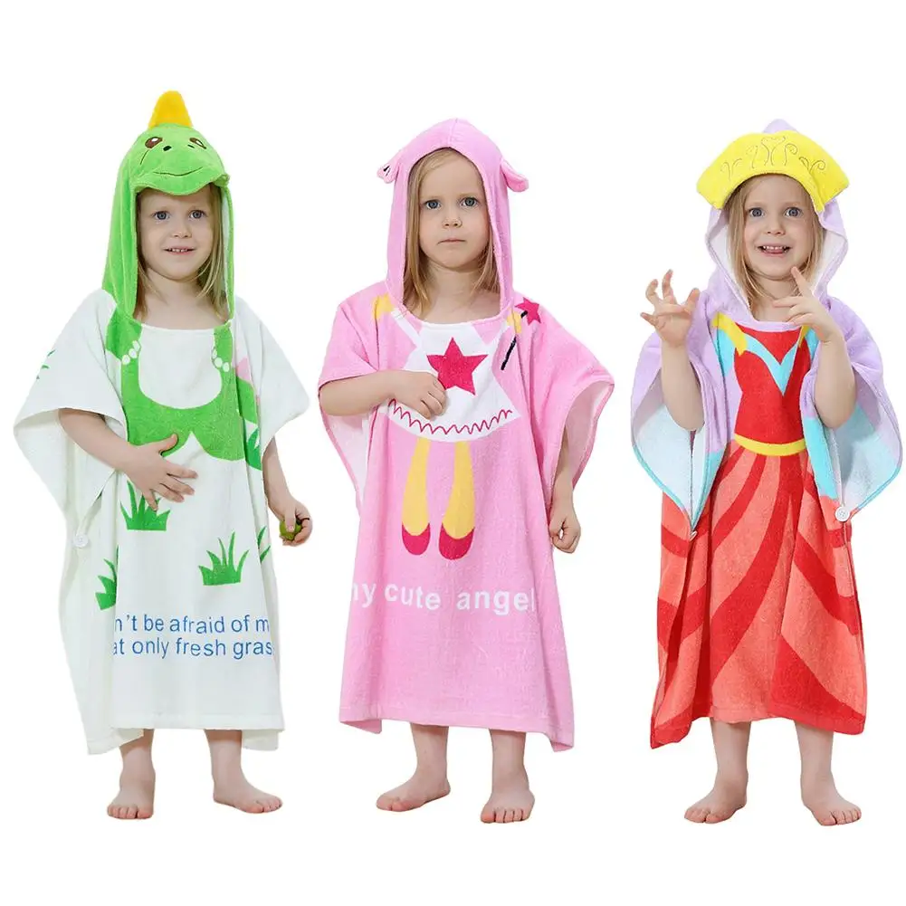 

Cartoon Print Hooded Baby Child Bathrobe Reasonable Storage and Convenient Access Cape Children Bath Towel Windproof Shawl
