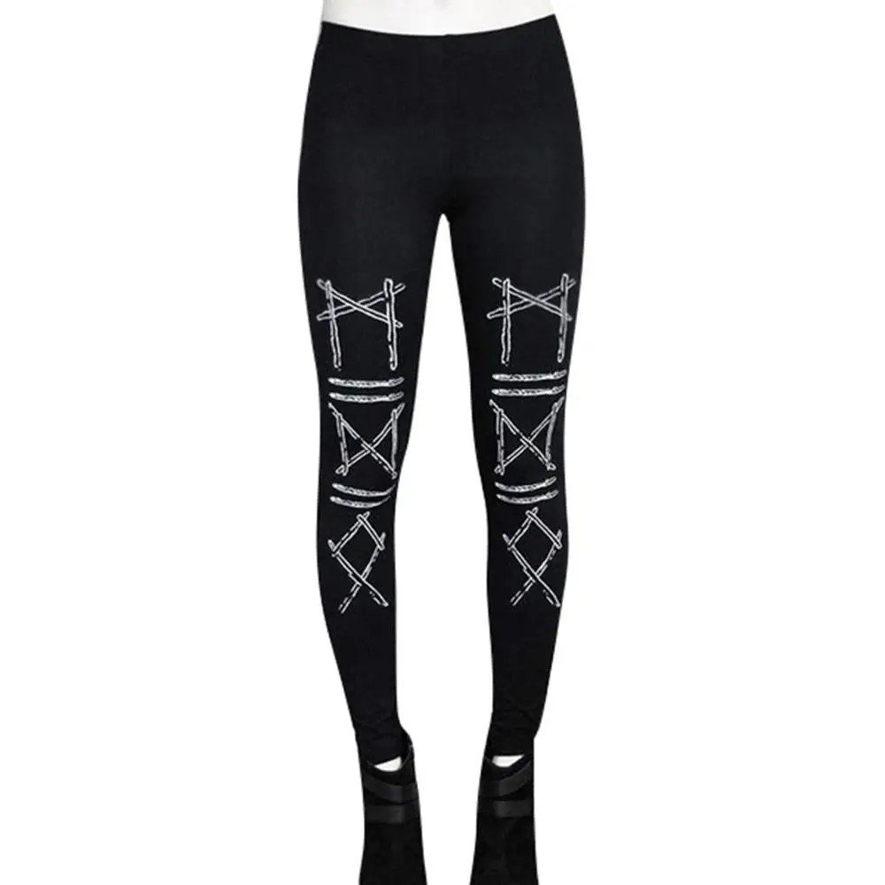 Женские облегающие леггинсы размера плюс готические черные спортивные штаны со