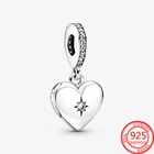 Новое поступление 2021, искусственное серебро, всегда будет в моем сердце, Открытое сердце висячий кулон, подходит для браслета и ожерелья Pandora