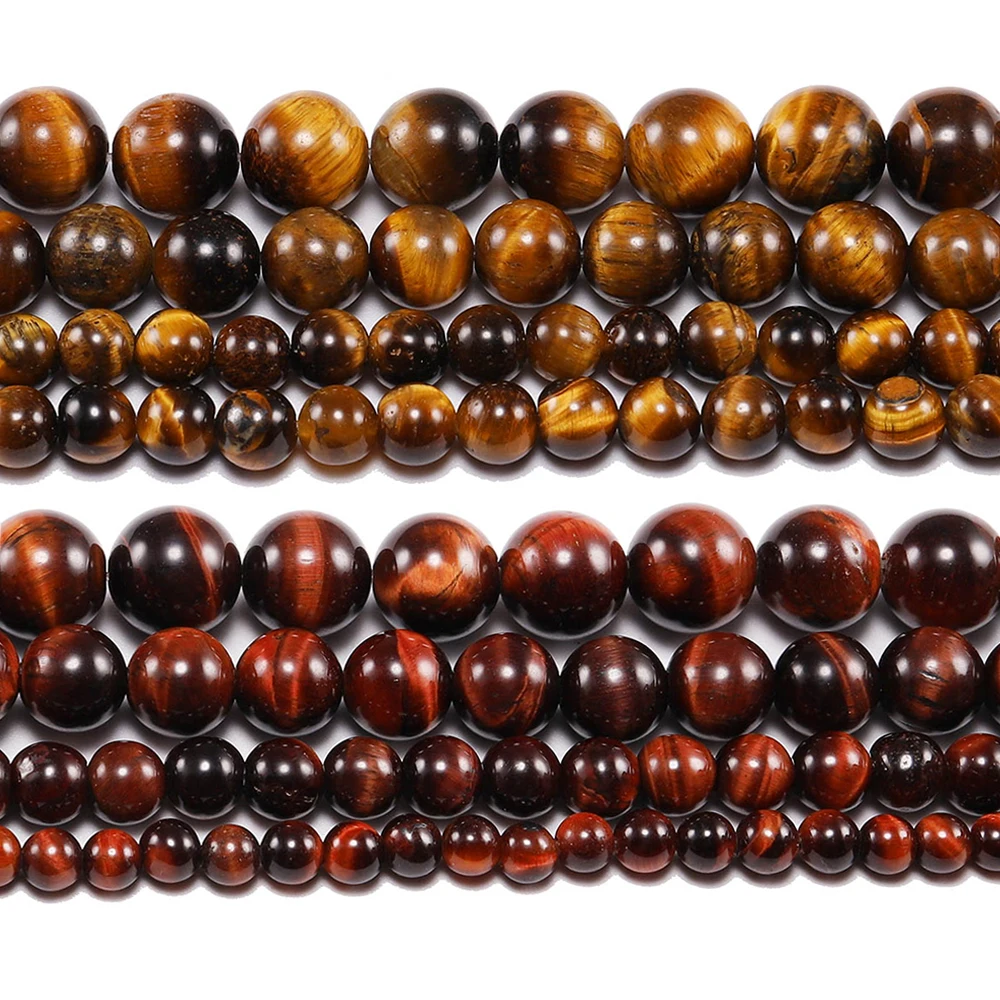 

1Strand/Lot 4-12mm Natural Stone Tiger Eye Agates Round Smooth Beads Loose Spacer Bead Necklace for DIY Jewelry Making Supplies