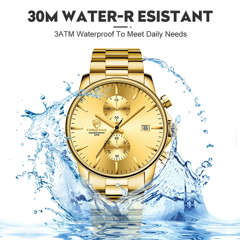 

2021 New Arrival CHEETAH Men Watch Top Brand Luxury Fashion Golden Stainless Steel Waterproof Wristwatches Relogio Masculino