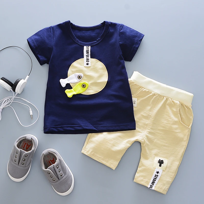 2020 летние Комплекты одежды для маленьких мальчиков новорожденных Детская