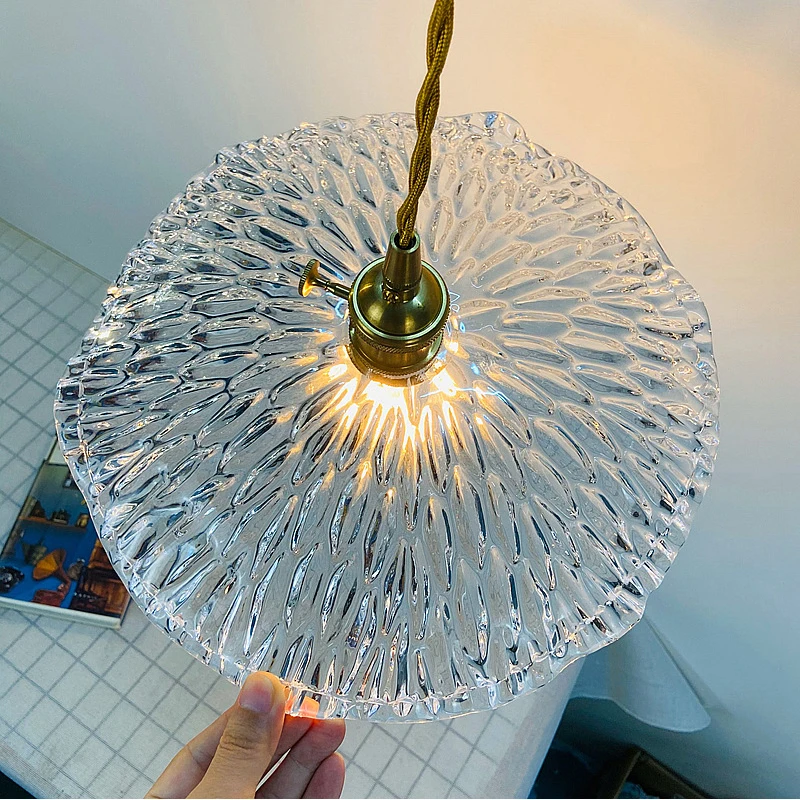 

Стеклянные подвесные светильники в скандинавском стиле, Современная Подвесная лампа для спальни, балкона, кухни, латунный японский подвесн...