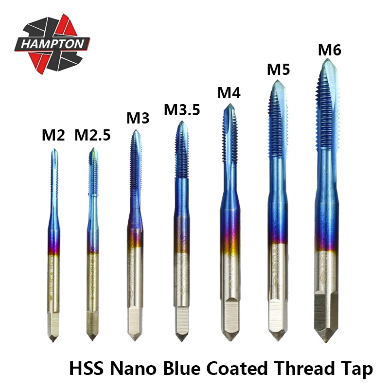 Hampton Nano Blue покрытием M2 M2.5 M3 M3.5 M4 M5 M6 резьбы крана винт из быстрорежущей стали кран