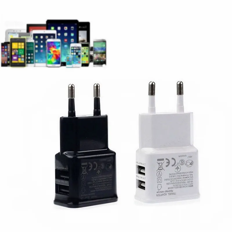 Dual USB Автомобильное зарядное устройство 5V 2A быстрой зарядки Дорожная штепсельная
