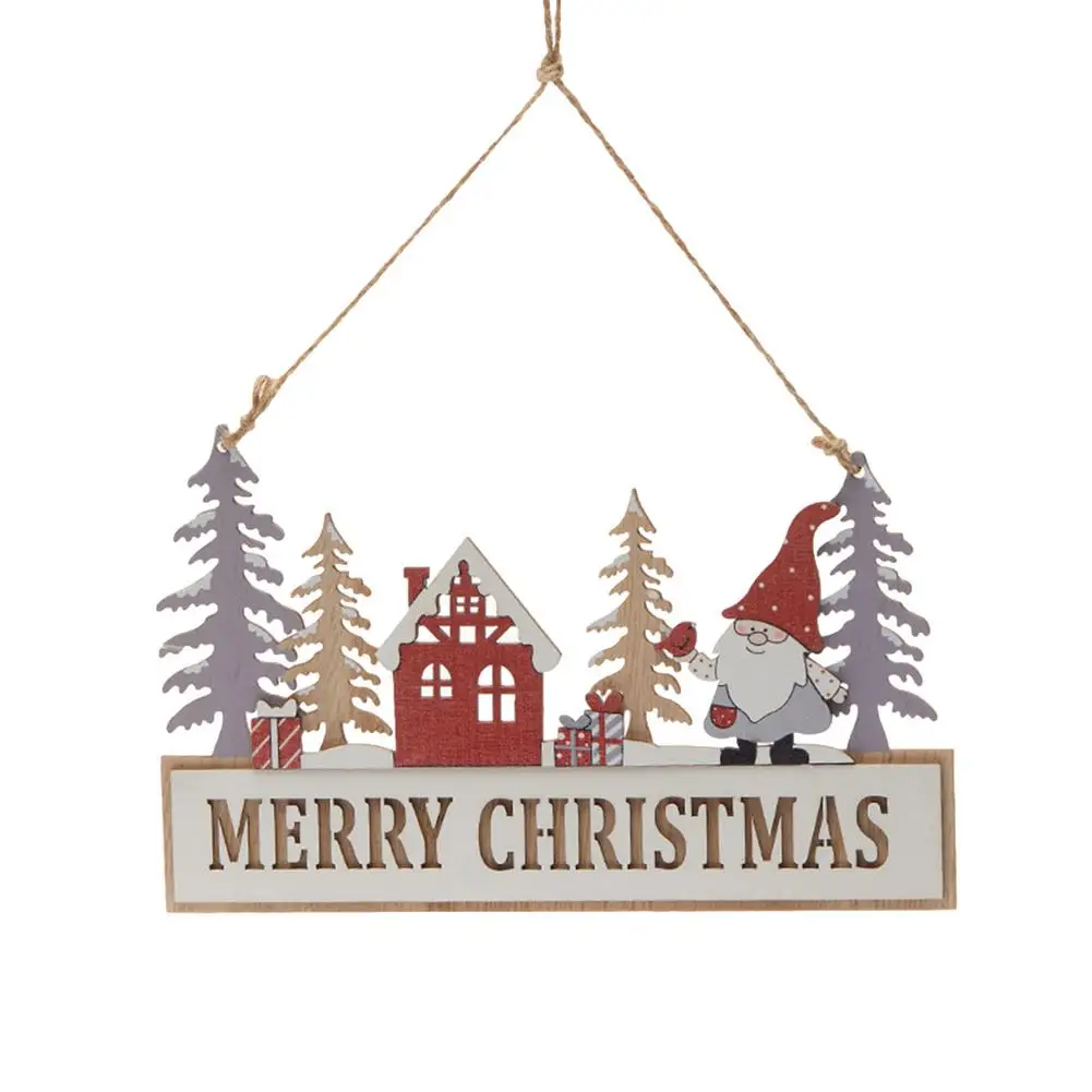 

Christmas Decoration Wooden Wall Door Decor Merry Christmas Santa Claus Elf Gnome Hanging Pendant Front Door Indoor Outdoor