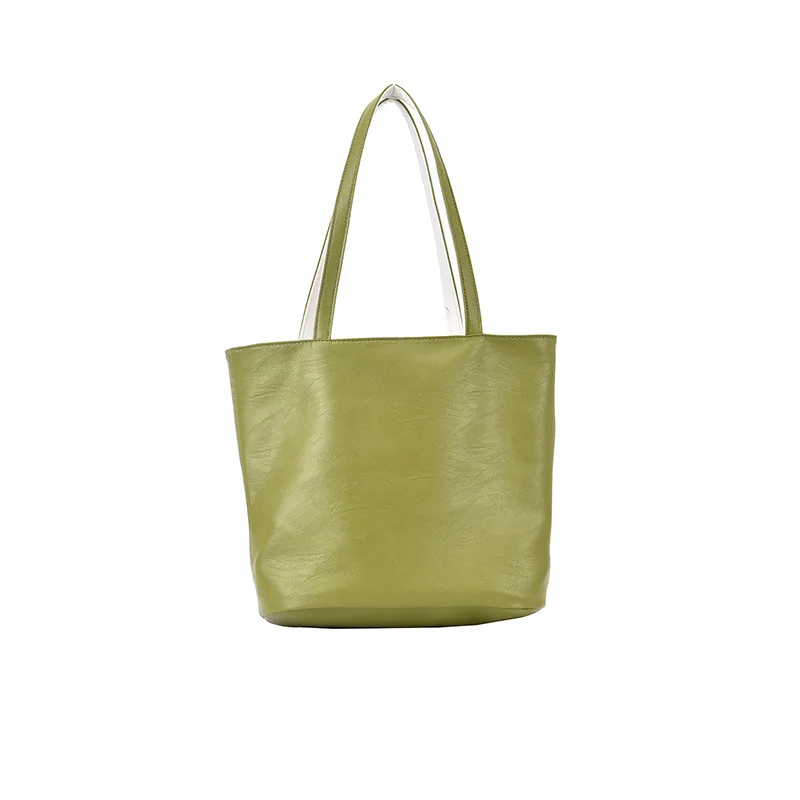 

High quality casual two-color ladies shoulder bag 2021 new tote bag single shoulder portable fashion solid color student bag