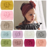 2020 new baby flower headband soft rabbit bowknot turban hair bands for children girls elastic headwrap hair accessories