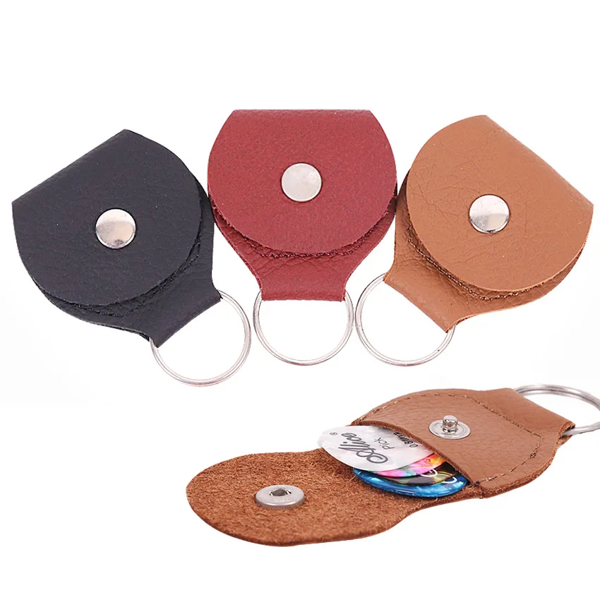 

Ohello 3 Guitar Picks + Guitar Picks Holder Plectrums Bag Mediator Bank Made of PU Leather