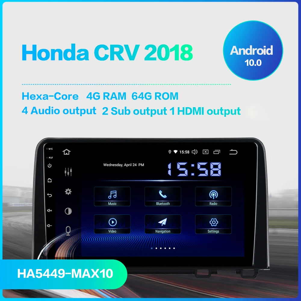 Dasaita 9 &quotАвтомобильный мультимедийный Android 10 1 Din для Honda CRV 2018 радио тюнер 4*50 Вт