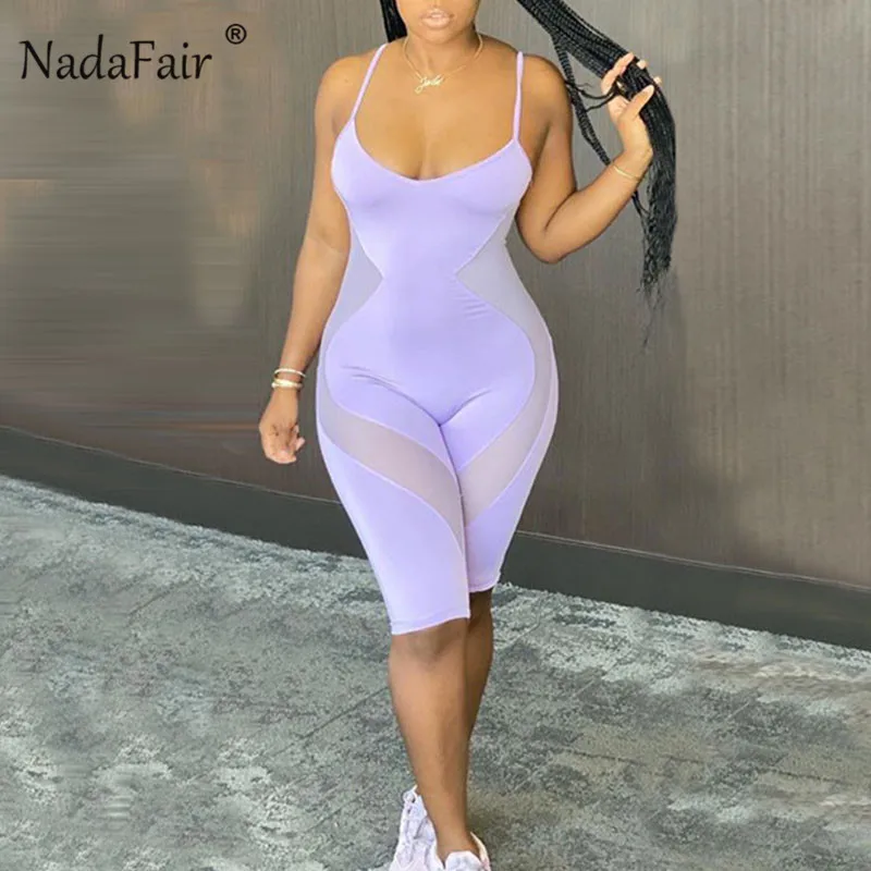 Пикантный сетчатый комбинезон Nadafair без рукавов Женский Облегающий на бретелях