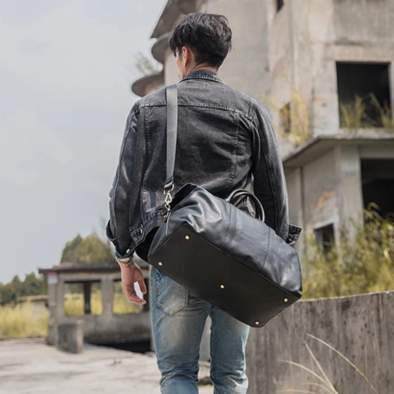 Мужская Дорожная сумка из натуральной кожи спортивный чемодан для путешествий