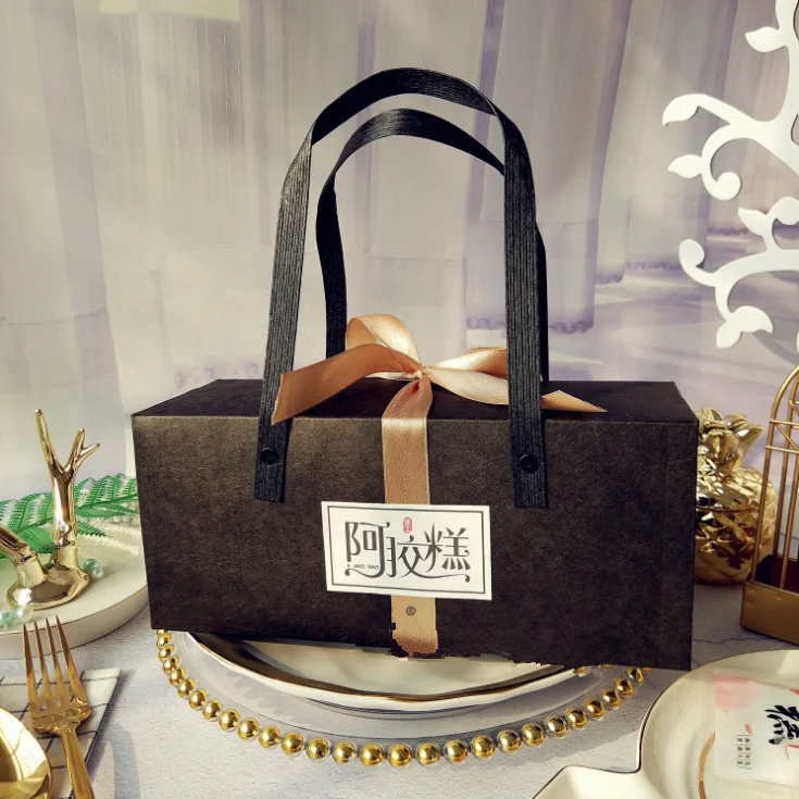 10pcs black cake box portable gift boxes Biscuit packaging cupcake cookie bag | Дом и сад