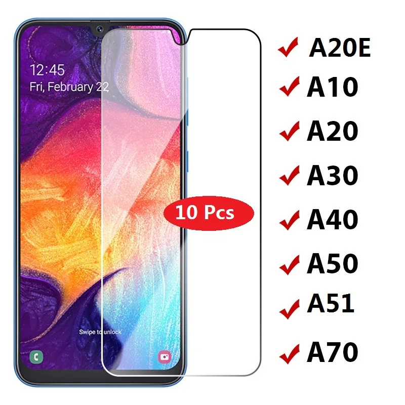 

10 Pcs Tempered Glass On For Samsung Galaxy A10 A20 A20E A30 A40 A41 A50 A51 A21 A70 A71 A72 A80 A90 M20 S20 FE Screen Protector