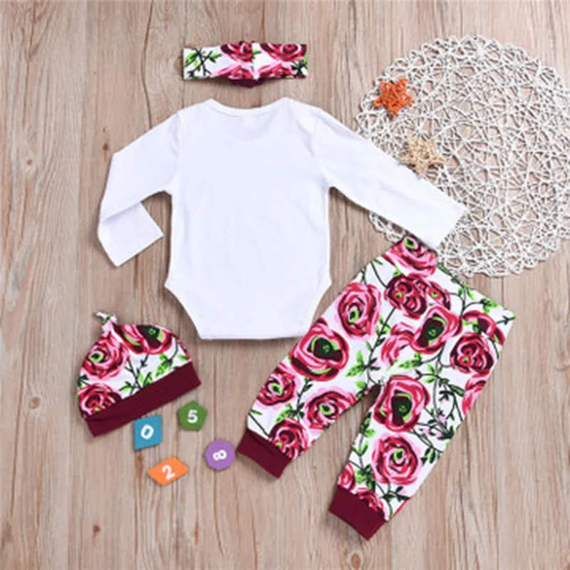 Комплект для девочек с цветочным принтом и надписью шапка штаны лет комплект из