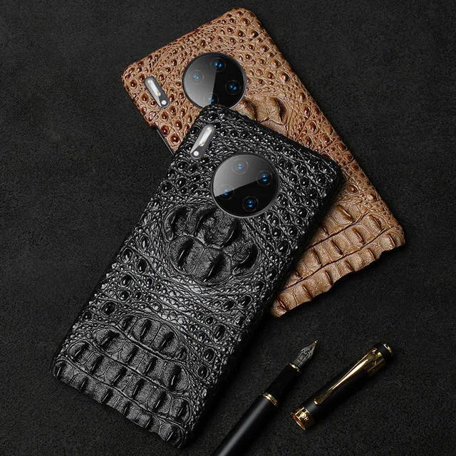 

Luxury Genuine Leather Crocodile head phone case for Huawei Mate 9 10 20 30 Pro P10 20 30 Pro Honor 9X 20 Half pack protective