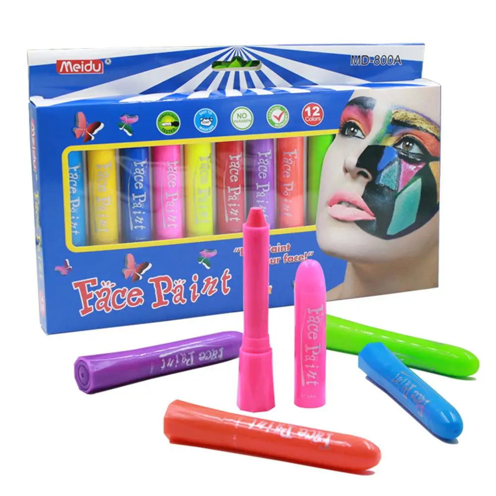 12 Color Children's Face Paint Set Non-Toxic Crayon Make-Up Supplies For Parties Halloween Carnival Fancy Dress |