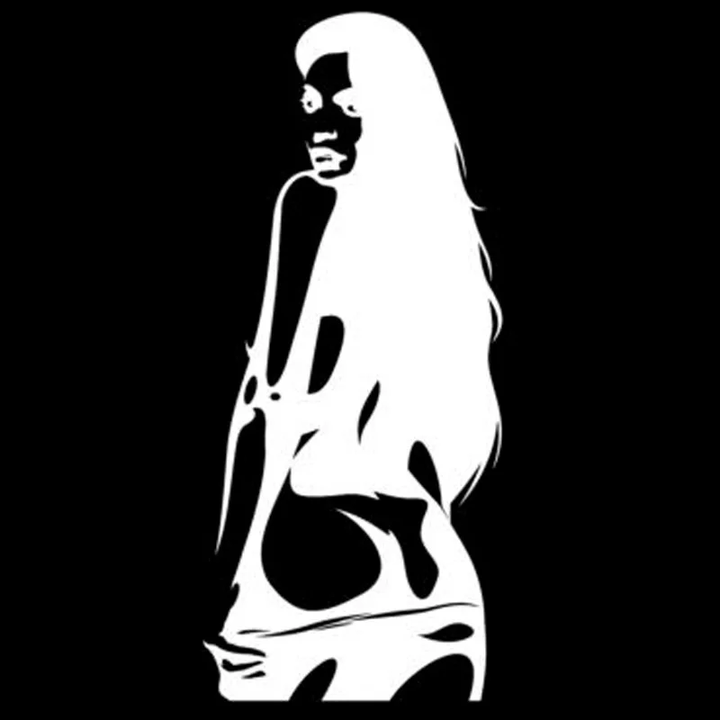 

Volkrays Personality Car Sticker Hot Sexy Girl Accessories Reflective Waterproof Sunscreen Vinyl Decal Black/Silver,16cm*6cm