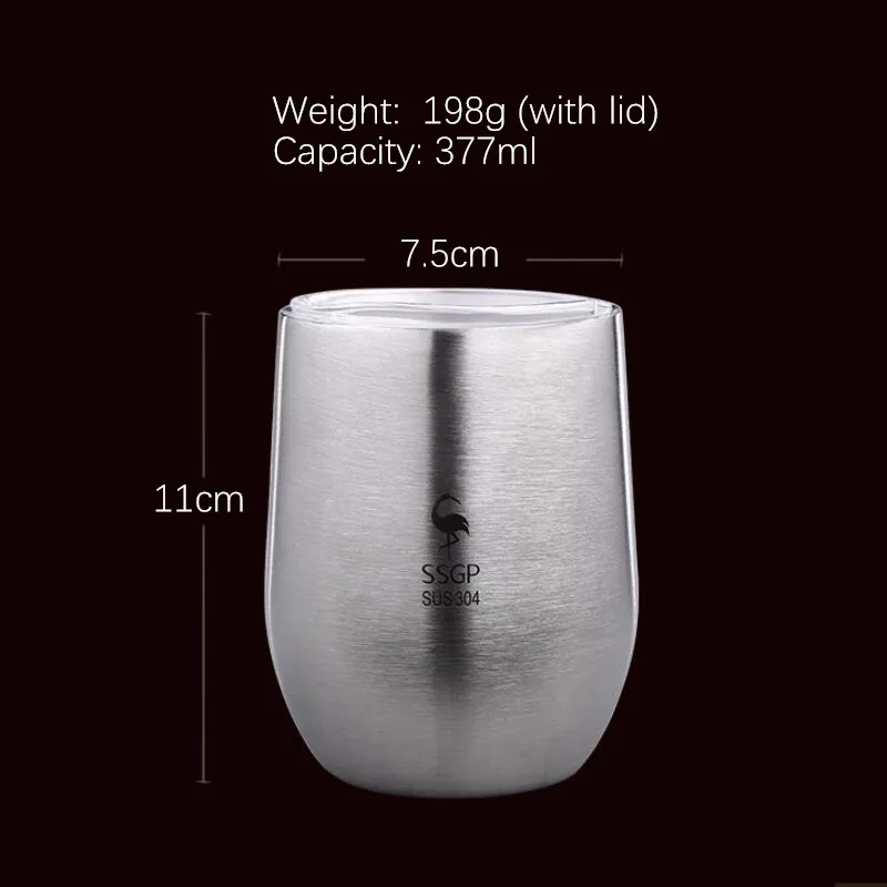 

Double Wall 304 Stainless Steel Cup Tea Mug With Lid Heat Resistant Portable Beer Cup With Spoon Straw 377ml