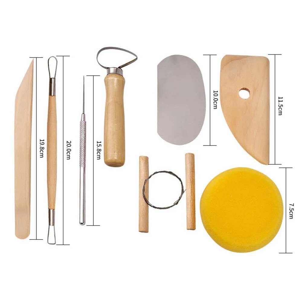 

19pcs Clay Sculpting Sculpt Smoothing Wax Carving Pottery Ceramic Tools Wood Handle Set Carved Tool New Arrival Hot Sale
