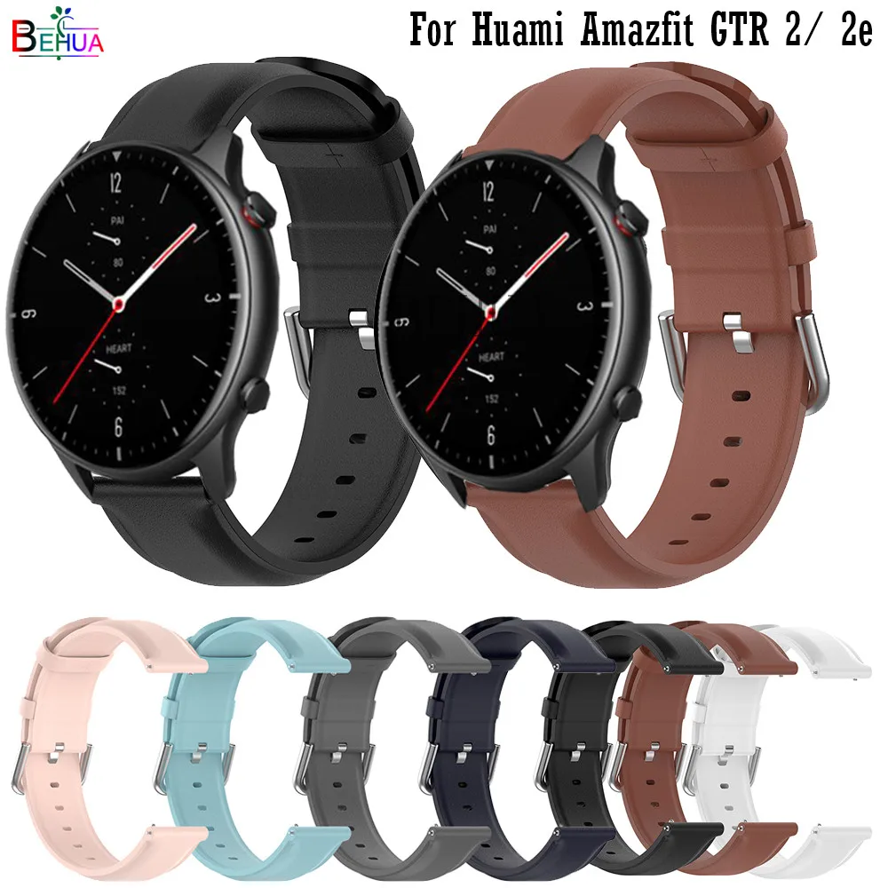 

22MM Leather Strap Watchband For Huami Amazfit GTR 2 /2e / GTR 47mm / Stratos 3 2 2s Smart Wristband Quick Releas Bracelet Band