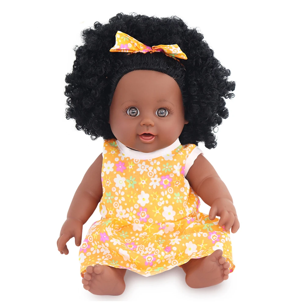 

30cm Reborn Black Skin Doll Orange Soft Newborn Dolls Girl Christmas Present For Baby 12 Inches