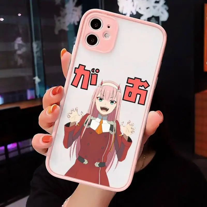 

Zero Two Darling in the FranXX Anime Phone Case Matte Transparent for iPhone 7 8 11 12 s mini pro X XS XR MAX Plus cover funda