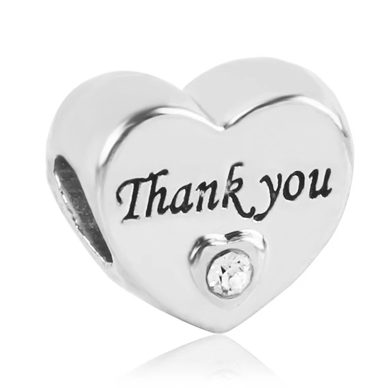 thank you Nan Sister Grand Daughter Лучший Друг Микки Сердце Бусины Подходит Pandora браслет и браслет DIY для женщин Изготовление ювелирных изделий - Цвет: thank you