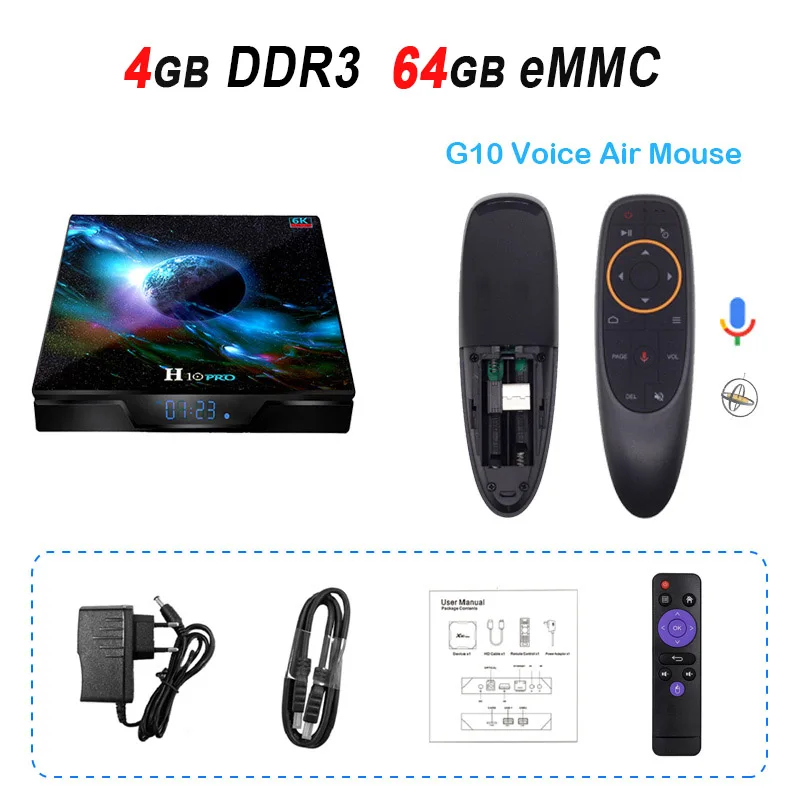 4GB 64GB G10 H10 pro Smart tv Box Allwinner H603 Android 9,0 tv Box 4GB DDR3 64GB 2,4G 5G WiFi 6K медиаплеер - Цвет: 4GB 64GB G10
